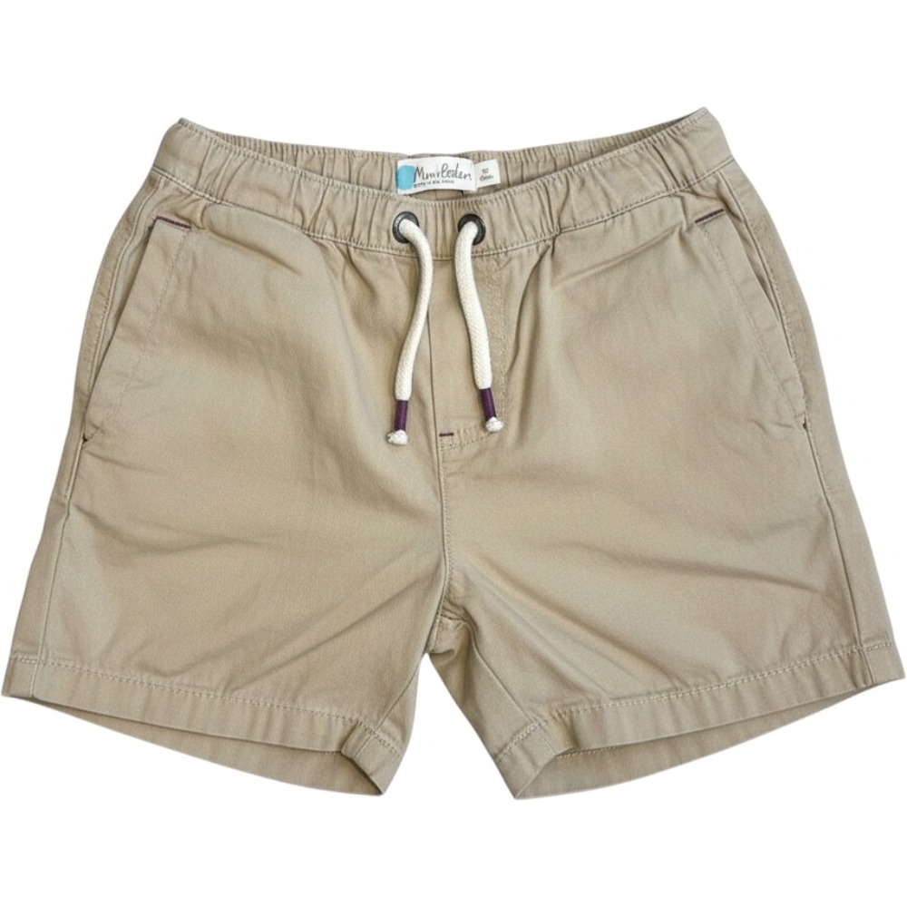 Mini Boden Boys Tan Beige Chino Shorts Size 7Y 122cm‎ Pull On Cotton B0278